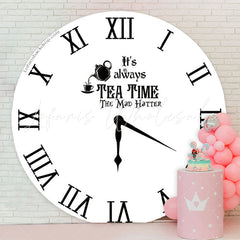Lofaris Black White Tea Time Round Clock Backdrop Cover