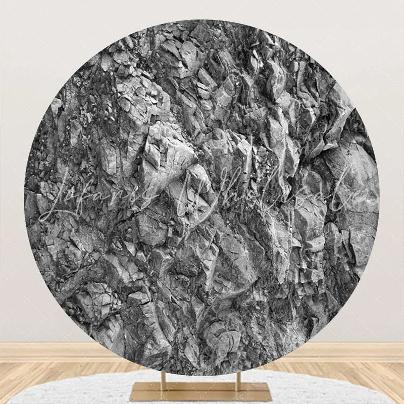 Lofaris Black White Weathered Rock Round Birthday Backdrop