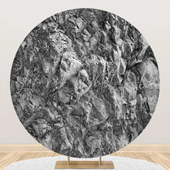 Lofaris Black White Weathered Rock Round Birthday Backdrop