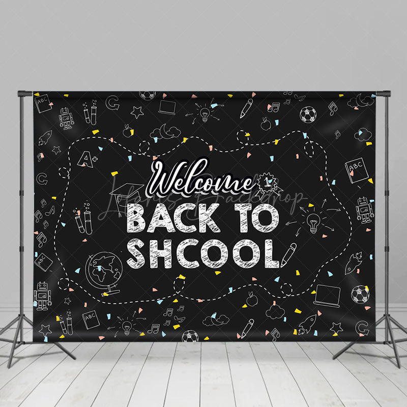 Lofaris Black White Welcome Back To School Party Backdrop