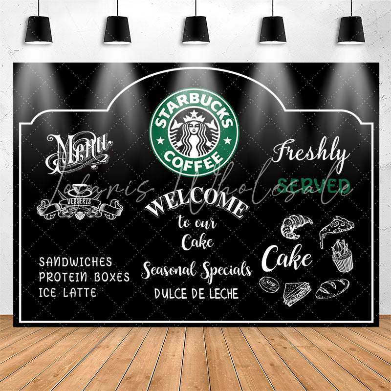 Lofaris Black White Welcome To Our Coffee Party Backdrop