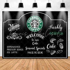 Lofaris Black White Welcome To Our Coffee Party Backdrop