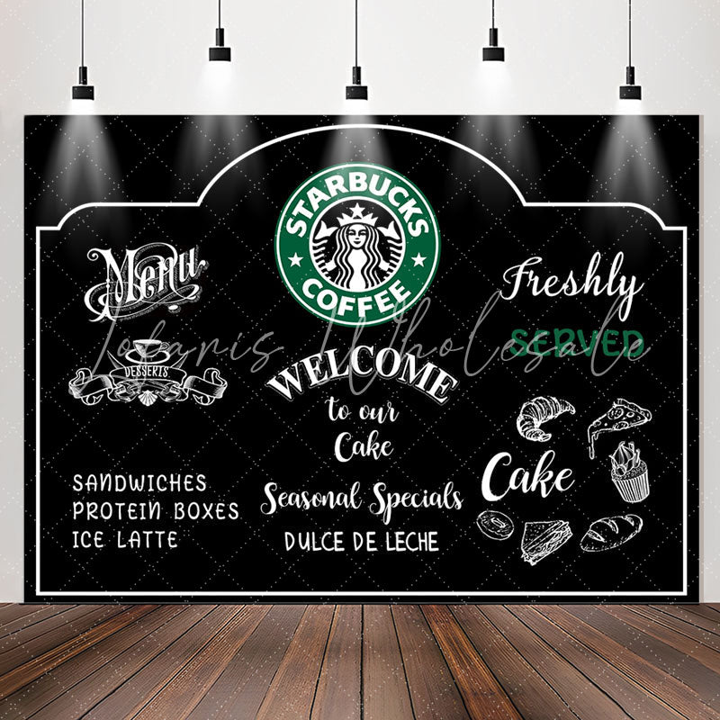Lofaris Black White Welcome To Our Coffee Party Backdrop
