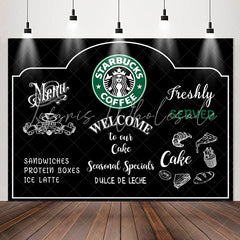 Lofaris Black White Welcome To Our Coffee Party Backdrop