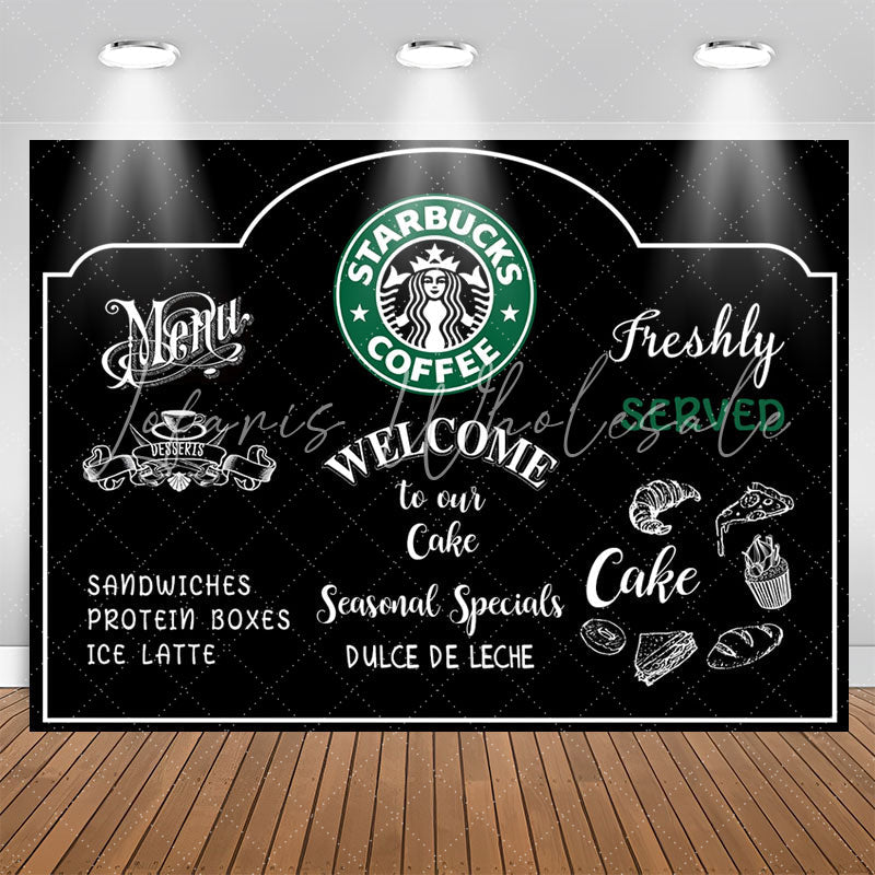 Black White Welcome To Our Coffee Party Backdrop