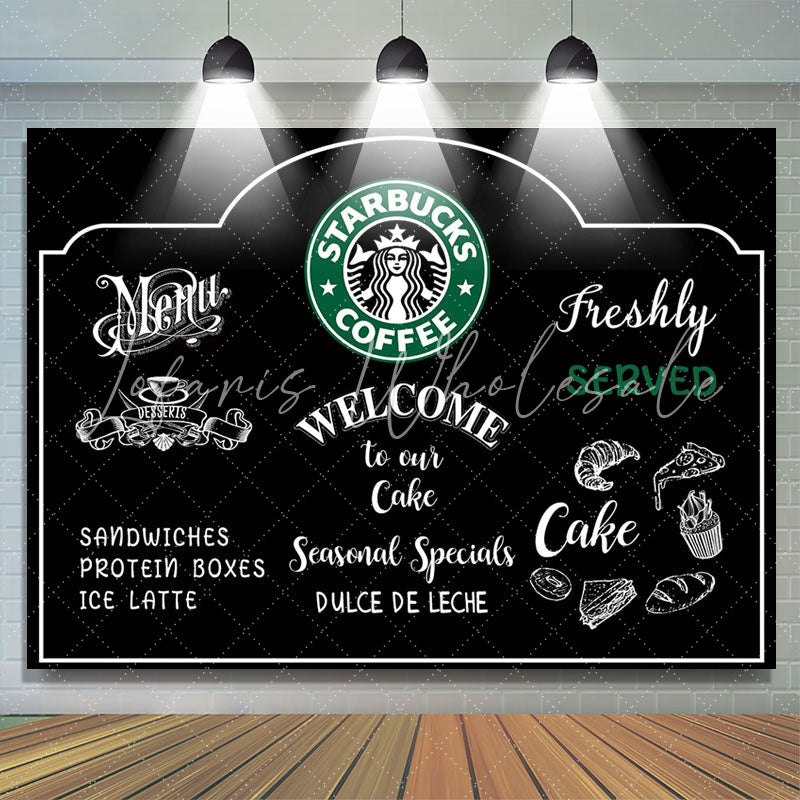 Lofaris Black White Welcome To Our Coffee Party Backdrop