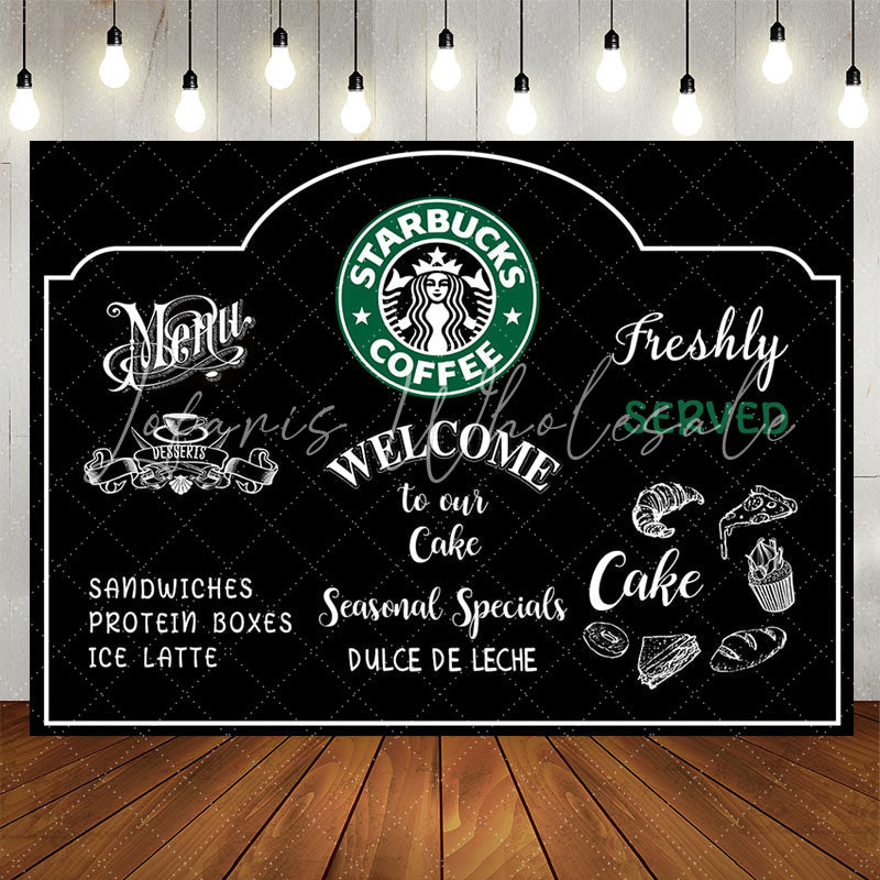 Lofaris Black White Welcome To Our Coffee Party Backdrop