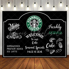 Lofaris Black White Welcome To Our Coffee Party Backdrop