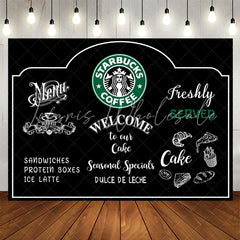Lofaris Black White Welcome To Our Coffee Party Backdrop