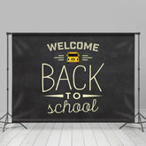 Lofaris Black Yellow Bus Welcome Back To School Backdrop