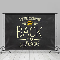 Lofaris Black Yellow Bus Welcome Back To School Backdrop
