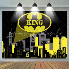 Lofaris Black Yellow City Superhero Comics Birthday Backdrop