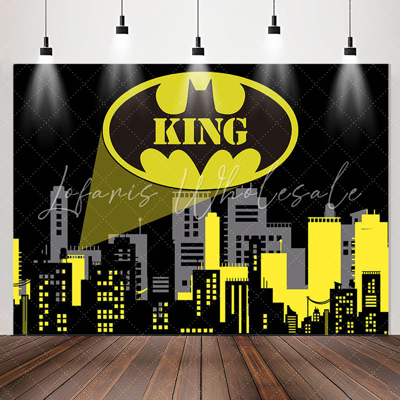 Lofaris Black Yellow City Superhero Comics Birthday Backdrop