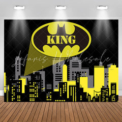 Black Yellow City Superhero Comics Birthday Backdrop