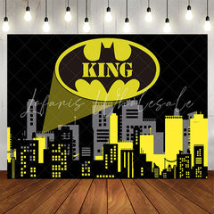 Lofaris Black Yellow City Superhero Comics Birthday Backdrop