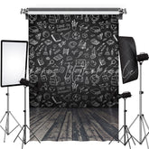 Lofaris Blackboard and Wooden Floor Back to School Backdrop