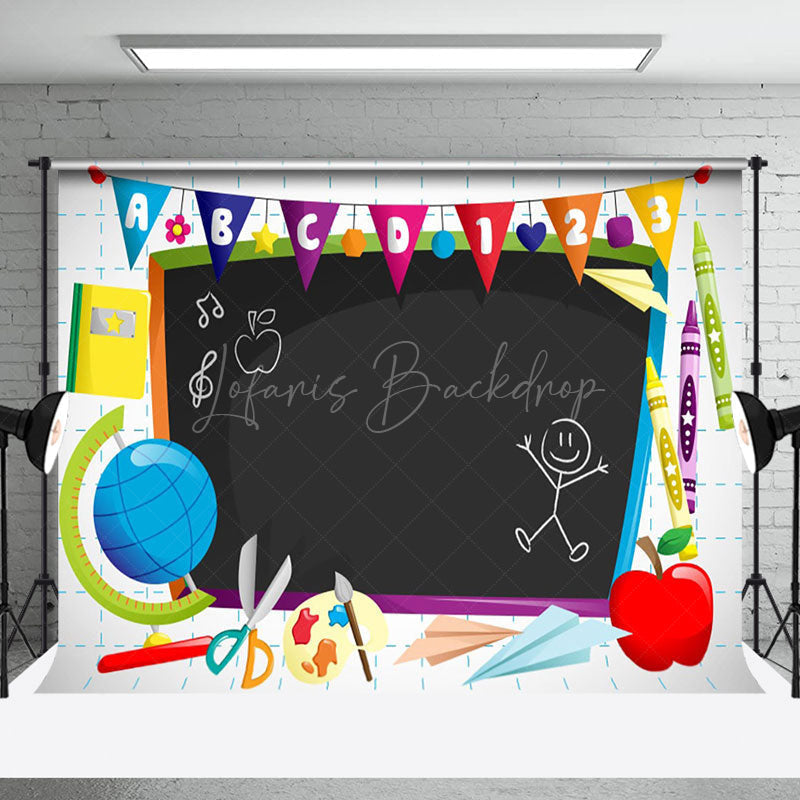 Lofaris Blackboard Colorful Pencil Back To School Backdrop