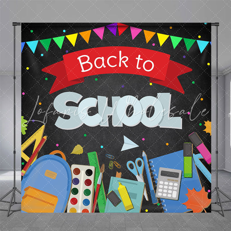 Lofaris Blackboard Iridescent Flag Back to School Backdrop