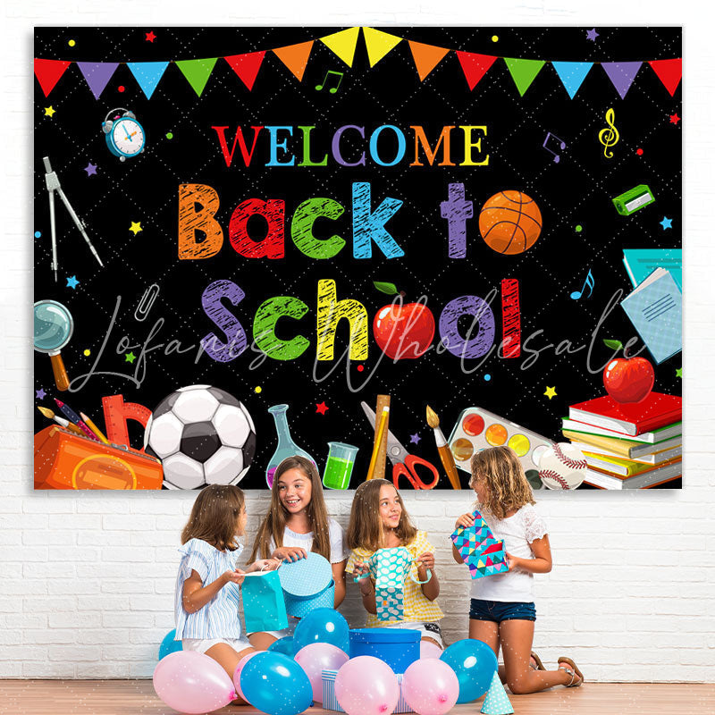 Lofaris Blackboard Rainbow Flag Welcome Back to School Backdrop