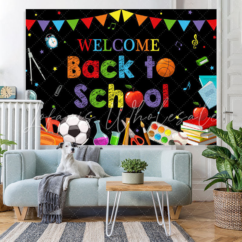 Lofaris Blackboard Rainbow Flag Welcome Back to School Backdrop