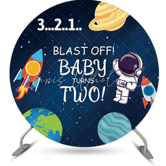 Lofaris Blast Off Galaxy Planets Round 2nd Birthday Backdrop