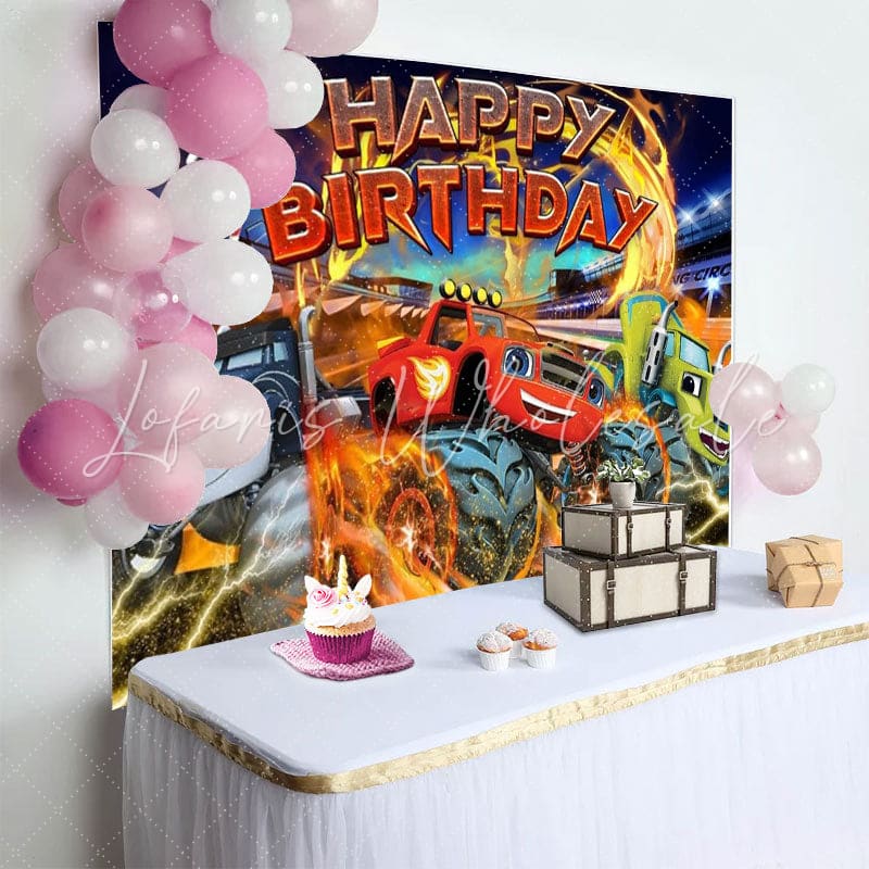 Blaze And The Monster Machines Birthday Party Backdrop