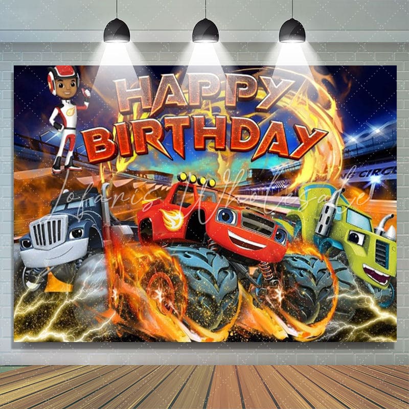 Blaze And The Monster Machines Birthday Party Backdrop