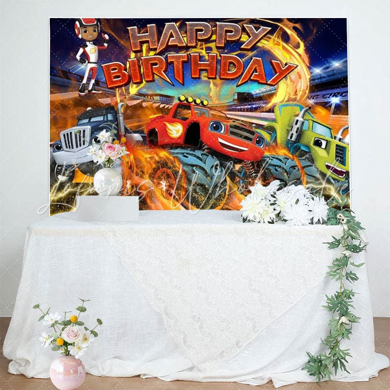 Blaze And The Monster Machines Birthday Party Backdrop