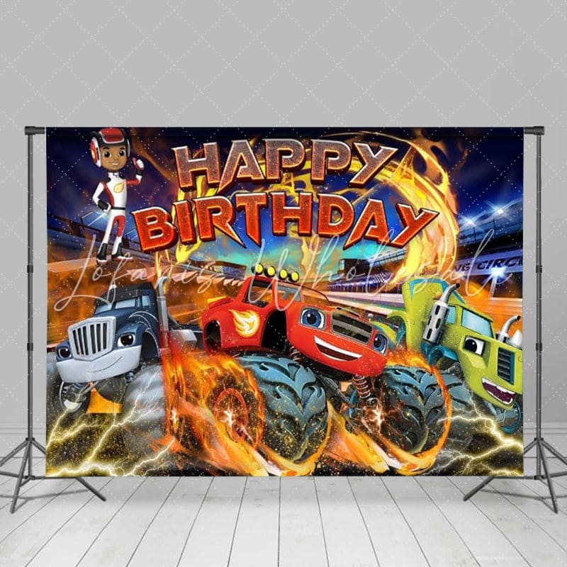 Blaze And The Monster Machines Birthday Party Backdrop