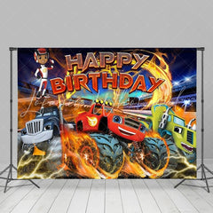 Blaze And The Monster Machines Birthday Party Backdrop