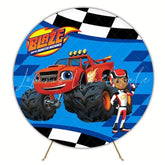 Blaze Monster Trucks Round Backdrop For Exciting Racing Party