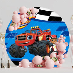Blaze Monster Trucks Round Backdrop For Exciting Racing Party