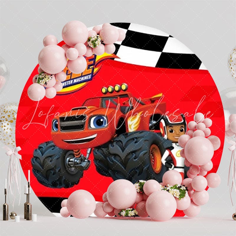 Blaze Round Backdrop For Action-Packed And Energetic Kids Party