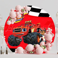 Blaze Round Backdrop For Action-Packed And Energetic Kids Party