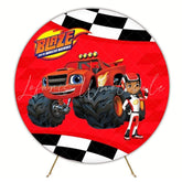 Blaze Round Backdrop For Action-Packed And Energetic Kids Party