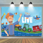 Lofaris Blippi Live Cartoon Traffic Birthday Backdrop
