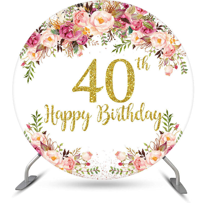 Lofaris Blooming Flowers Women Round 40th Birthday Backdrop