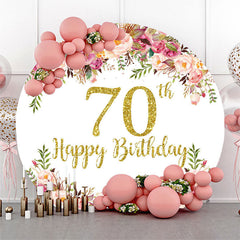 Lofaris Blooming Flowers Women Round 70th Birthday Backdrop