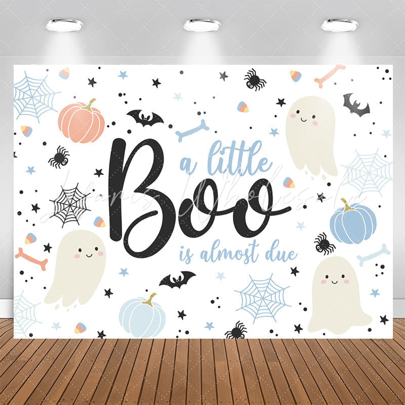 Lofaris Blue A Little Boo Is Almost Due Baby Shower Backdrop
