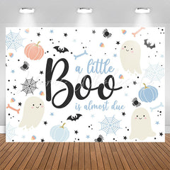 Lofaris Blue A Little Boo Is Almost Due Baby Shower Backdrop