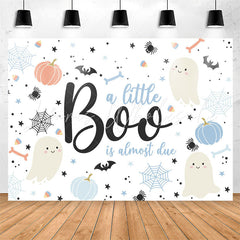 Lofaris Blue A Little Boo Is Almost Due Baby Shower Backdrop