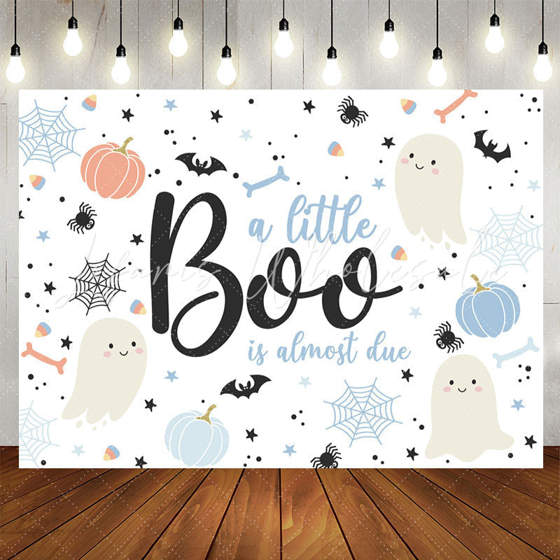 Lofaris Blue A Little Boo Is Almost Due Baby Shower Backdrop