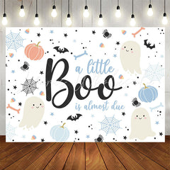 Lofaris Blue A Little Boo Is Almost Due Baby Shower Backdrop