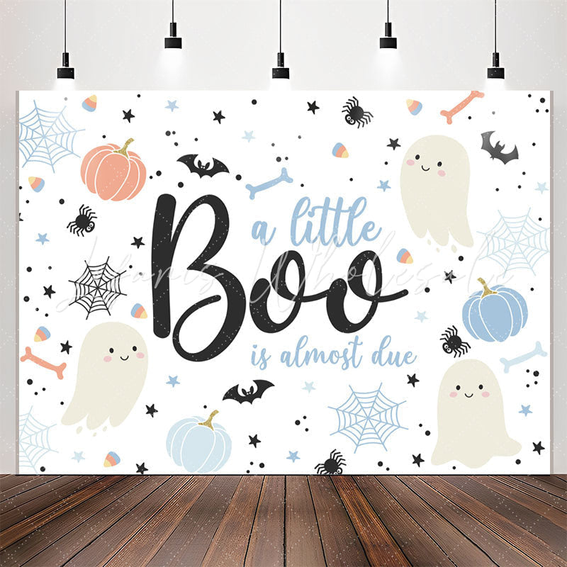Lofaris Blue A Little Boo Is Almost Due Baby Shower Backdrop