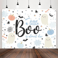 Lofaris Blue A Little Boo Is Almost Due Baby Shower Backdrop