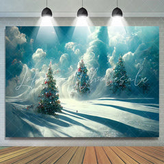 Lofaris Blue Abstract Painting Sky Trees Christmas Backdrop