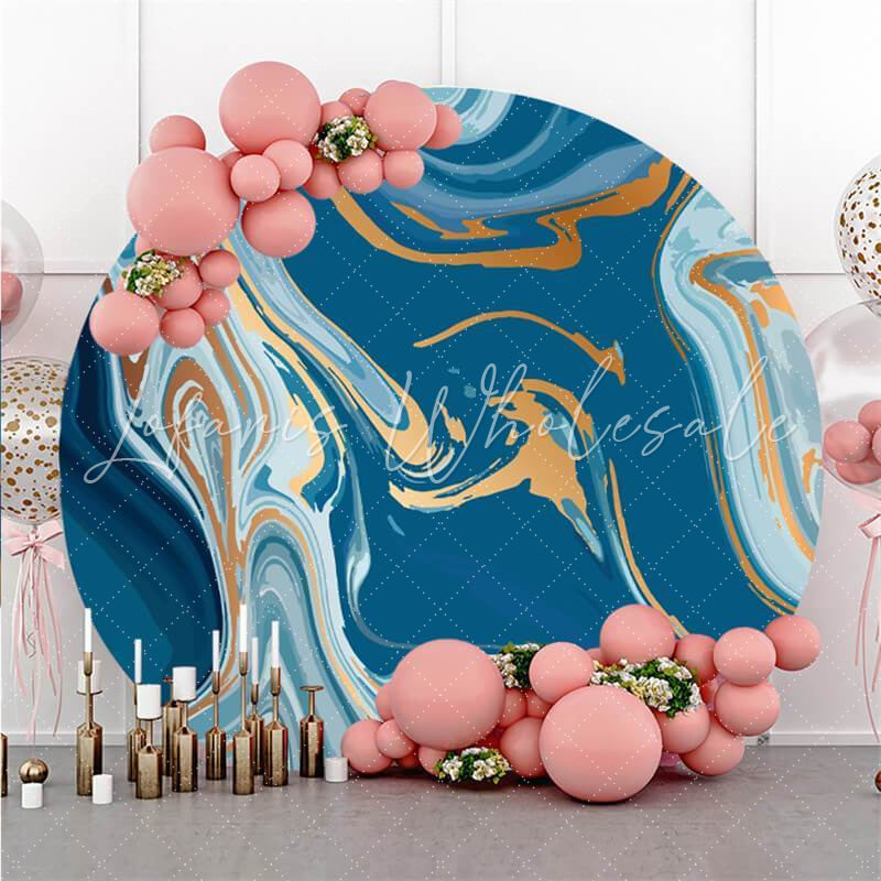 Lofaris Blue Abstract Theme Circle Baby Shower Backdrop For Boy