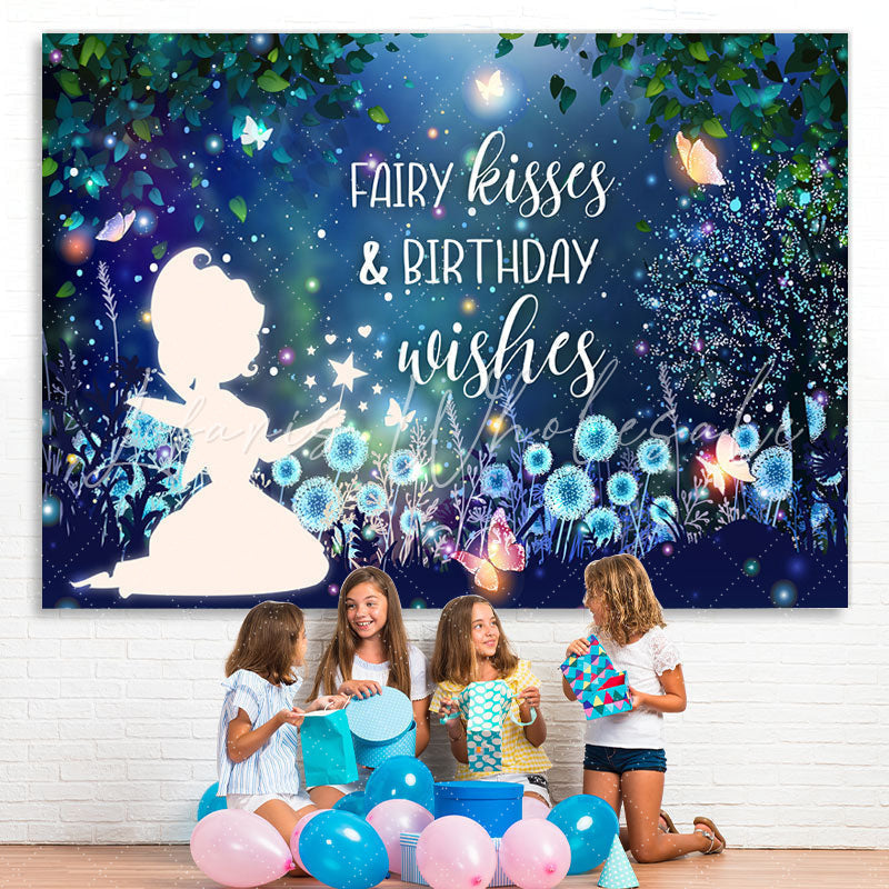 Lofaris Blue And Glitter Fairy Wonderland Birthday Backdrop