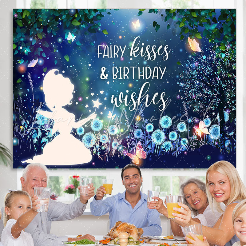 Lofaris Blue And Glitter Fairy Wonderland Birthday Backdrop