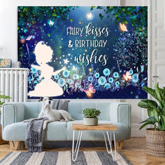 Lofaris Blue And Glitter Fairy Wonderland Birthday Backdrop